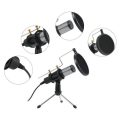 Professional Foldable Desktop Microphone Tripod Stand with Pop Shield Dual Filter