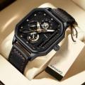 Mens Elegant & Eyecatching Square Dial Leather Band Watch