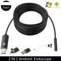 2 in 1 in Endoscope Borescope Inspection Camera Micro USB Android and PC 6 LED 7mm 2m, 3.5m, 5m