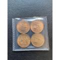 1970 Republic of South Africa Half Cents - `AU/UNC` Mostly Uncirculated condition. Lot of 4 coins.