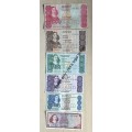 Bank Notes of South Africa - R1, R2, R5, R10, R20 & R50