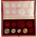 1965 Partial Proof Set - Includes 2c-20c in SA Mint Box. Brilliant Proof Coins.