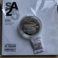 R50 Silver 1oz Proof Coin, Commemorating 25 years of Constitutional Democracy in South Africa.
