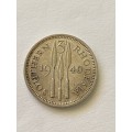 1940 Silver Southern Rhodesia three pence.