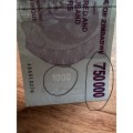 Zimbabwe $750,000 Bearer Cheque - ERROR CHEQUE - Watermark 1,000 and Note 750,000 - Issued 2008 - Go