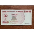 Zimbabwe $10 MILLION Bearer Cheque - Issued 2008 - Governor Dr G. Gono. Note in excellent condition