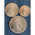 1960 Full set of Union of South Africa Pennies. Set includes the 1D, 1/2D and 1/4D. UNCIRCULATED
