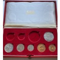 1967 Partial Proof Set - Includes 1c-50c in SA Mint Box. Brilliant Proof Coins.