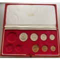 1971 Partial Proof Set - Includes 1/2c-50c in SA Mint Box. Brilliant Proof Coins.