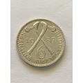 1937 Silver Southern Rhodesia six pence.