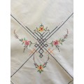 Vintage embroidered linen tablecloth