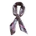 Lady`s Satin-silky Scarf - Leopard Print with Pink Highlights