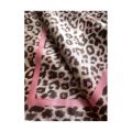 Lady`s Satin-silky Scarf - Leopard Print with Pink Highlights