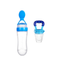 Silicon 90ml Baby Squeeze Bottle and Silicon Fruit Feeder Pacifier Set of 2