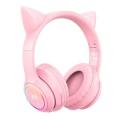 Onikuma B90 RGB Cat Ear Bluetooth 5.0 Wireless Gaming Headset Pink