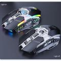iMICE G7 Colorful Streamer Lights Rechargeable Silent Wireless Mouse (Black)