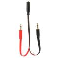 3.5mm Female To 2 Male Cable Stereo Mic Audio Adapter Splitter Cable Headphone Jack