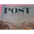 1955  `The Saturday Evening Post` Mag. July 16, 1955. Cover and one page is torn. Delightful ads.