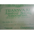 1953 Boxing Certificate.  Transvaal Amateur Boxing Association.  J.A. Lubbe.