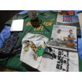 Springbok rugby joblot.  1995 mug & towel, tie, books, DVD & T-shirt.
