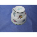 Single Crown Staffordshire cup.  Anniversary Greetings - August.  No chips, cracks or repairs.