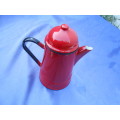 Red enamel coffee pot.  Made in Poland.