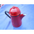 Red enamel coffee pot.  Made in Poland.