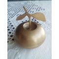 Vintage Small Brass Apple with Leaf Trinket Box