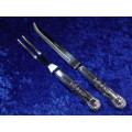 Vintage Queens Style Stainless Steel Carving Knife and Fork set from the 1970's