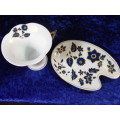Vintage porcelain Snack Tray Plate and Cup, 4 available