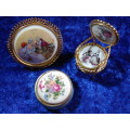 Vintage miniature porcelain and brass Limoges collectables - hand painted