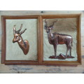 Vintage Framed copper wall plaque - Animals, 2 in the lot