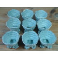 A set of 9 Vintage porcelain Egg Cups, blue with gold trim, excellent condition