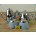 Vintage English Heatmaster Silver Chrome tea and Coffee Set - Powder Blue