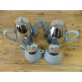 Vintage English Heatmaster Silver Chrome tea and Coffee Set - Powder Blue