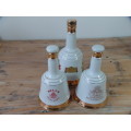 Vintage collectable Bells Scotch Whisky Royal commemorative porcelain Decanters x 3