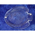 Fish serving set - fish shaped glass serving Platter and 4 plates