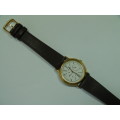 Vintage rare Pulsar gold tone quartz Mens wrist Watch. New genuine leather Strap - Working