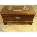 Vintage Ball and Claw embuia Jewellery Box with brass fittings - 32cm x 15cm x 15cm