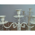 Pair of large Cast Iron candle stick holders with lusters, 39cm high