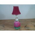 Bavaria Porcelain table Lamp with lamp shade. Lady in pink, working condition. Austria, vintage
