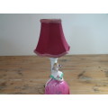 Bavaria Porcelain table Lamp with lamp shade. Lady in pink, working condition. Austria, vintage