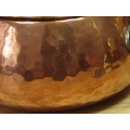 Hammered thick copper pot with lid, 17cm diam, vintage