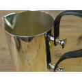 Large silver plated Pitcher with leather handle, vintage, 21cm deep