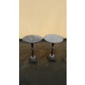 Set of two vintage Brass and Marble side tables with Marble tops, from early to mid 1900's (2)