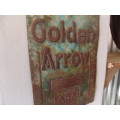 Very old Golden Arrow Tabak tin cut-out plate sign - 33cm x 20cm