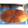 Walnut oval coffee Table, vintage - 100cm x 52cm x 44cm