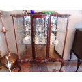 Vintage Imbuia Ball and claw display Cabinet, Show case, curved glass door - 100m x 44cm x 125cm