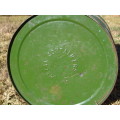 Vintage large green Caltex 4 galon paraffin Tin, 42cm high, 25cm diameter
