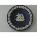 Wedgewood Jasper blue pin dish, 11cm diameter